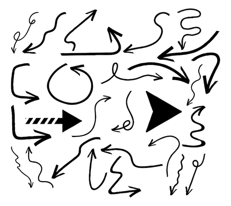 PSD collezione di frecce disegnate a mano