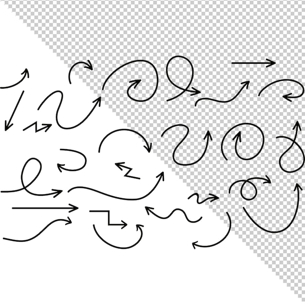 Collezione di frecce nere disegnate a mano