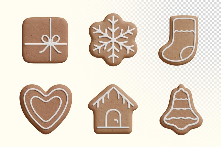 PSD collezione di icone di biscotti di zenzero di natale
