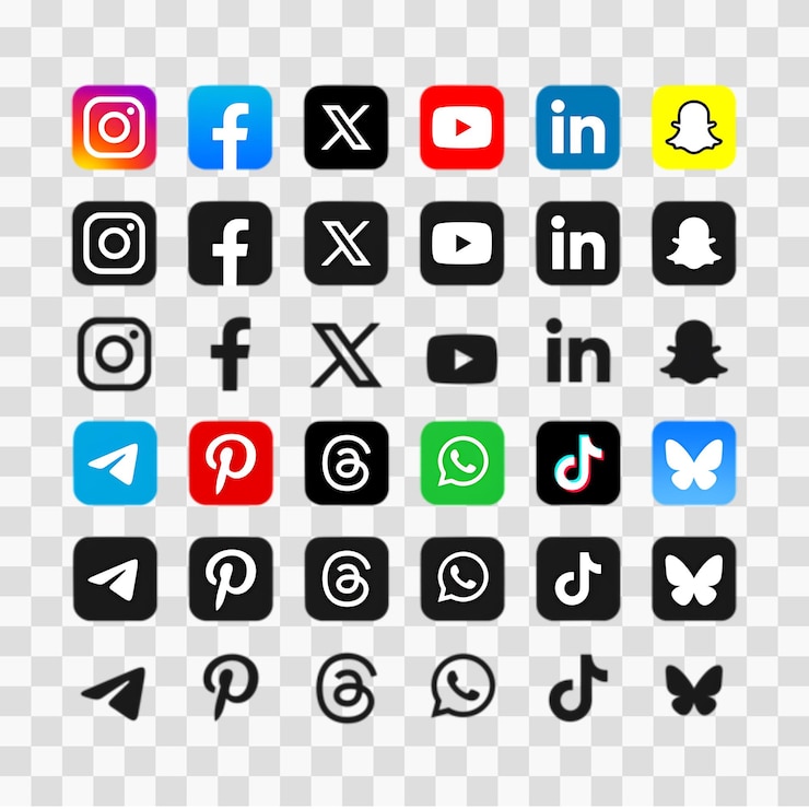 PSD collezione di icone e loghi dei social media