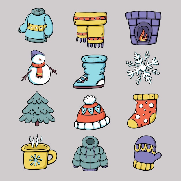 Collezione di icone invernali