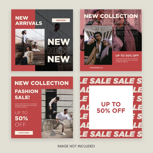 Collezione di modelli di post sui social media per la vendita di banner di moda
