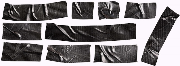 Collezione di nastri di nastro adesivo nero strappati