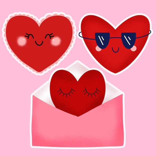collezione di ombre e ombre disegnate a mano per il giorno di San Valentino