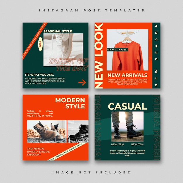 Collezione di pacchetti di stile moderno per l'abbigliamento PSD modello di post Instagram