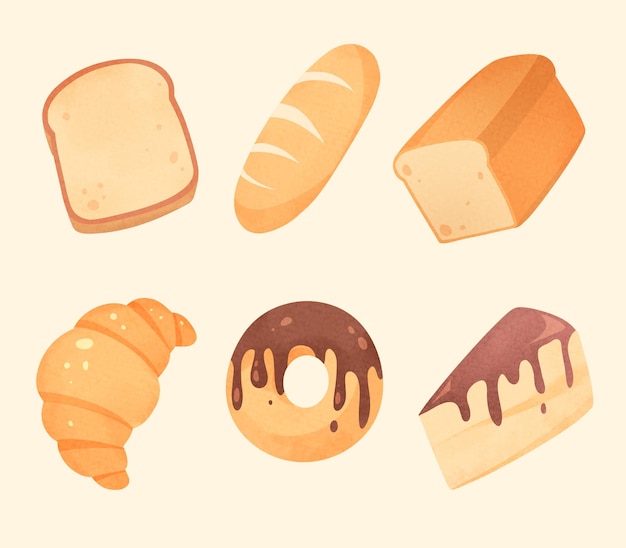 Collezione di pane e pasticceria