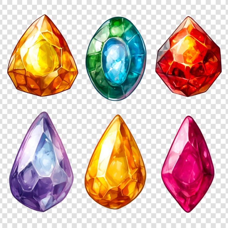 PSD collezione di pietre preziose colorate gioielli luccicanti pietre preziose