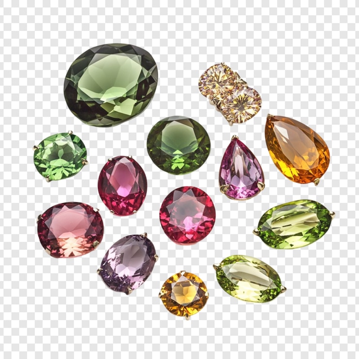 PSD collezione di pietre preziose vibranti colori scintillanti pietre preziose