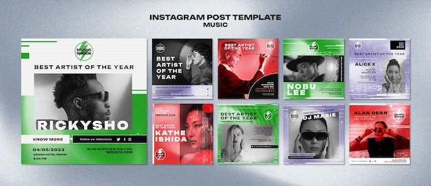 Collezione di post di instagram di arte musicale