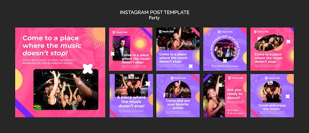 Collezione di post di instagram per feste da ballo