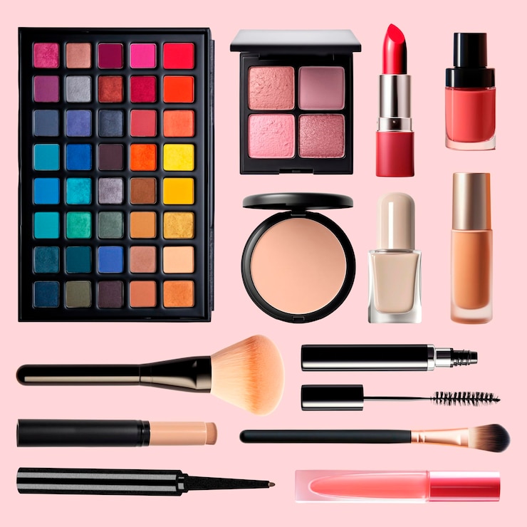 PSD collezione di prodotti di trucco colorati