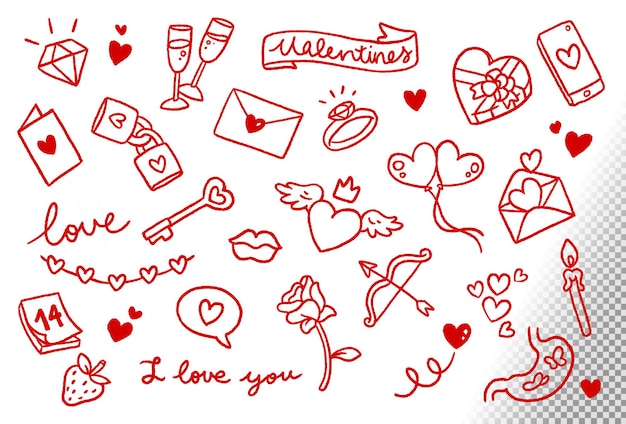Collezione di scarabocchi di San Valentino