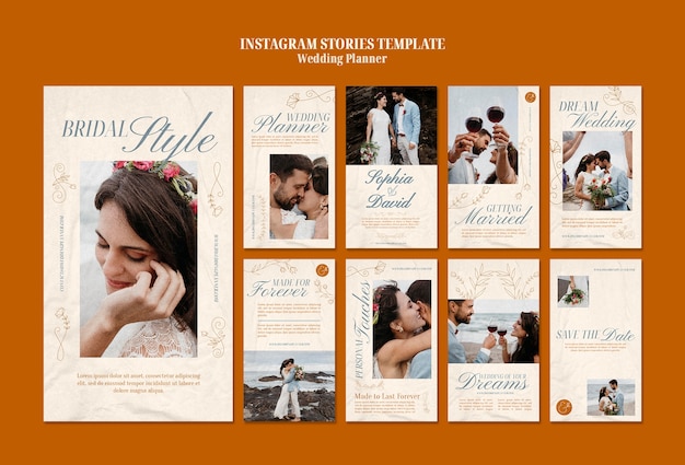Collezione di storie di instagram di nozze floreali