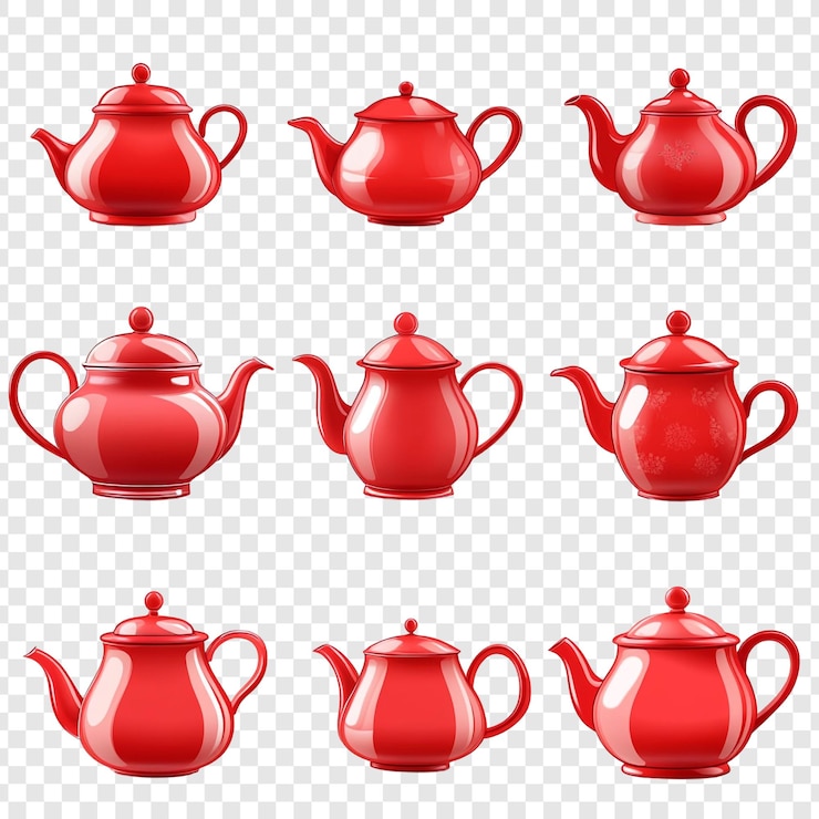 PSD collezione di teiere rosse