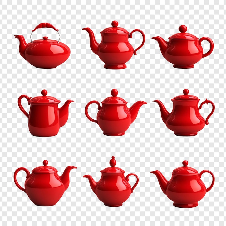 PSD collezione di teiere rosse
