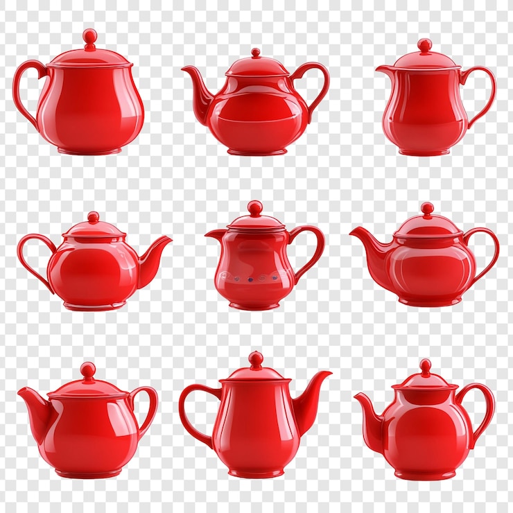 PSD collezione di teiere rosse