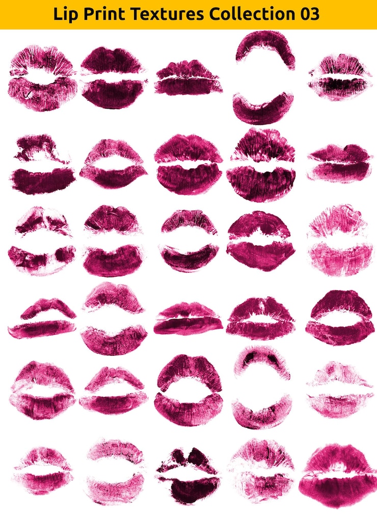 PSD collezione di texture delle labbra stampate 03