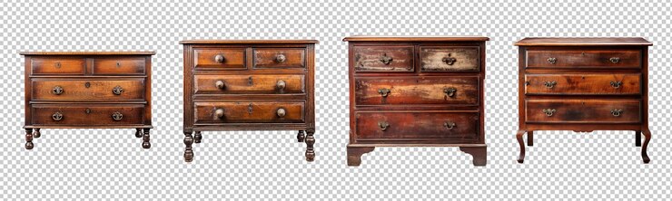 PSD collezione di vecchie cassette in legno isolate su uno sfondo trasparente
