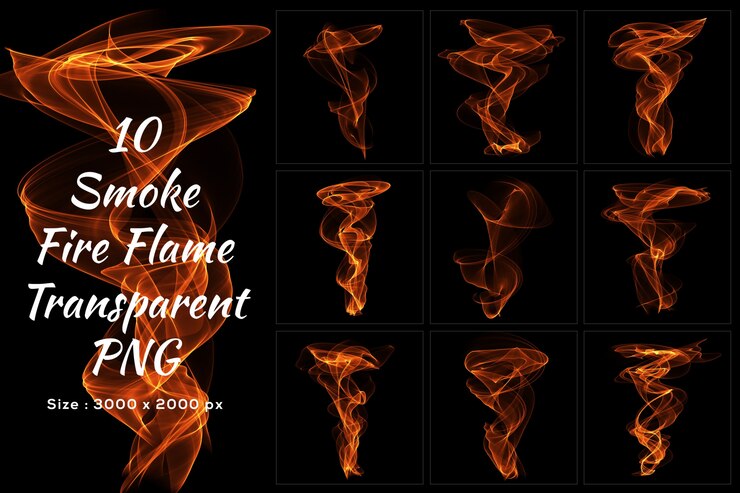 PSD collezione smoke fire flame transparent
