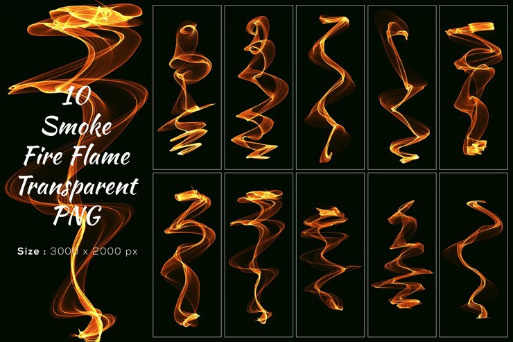 PSD collezione smoke fire flame transparent