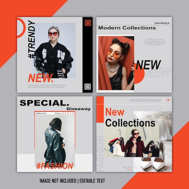 Collezioni di design di poster per social media di moda PSD