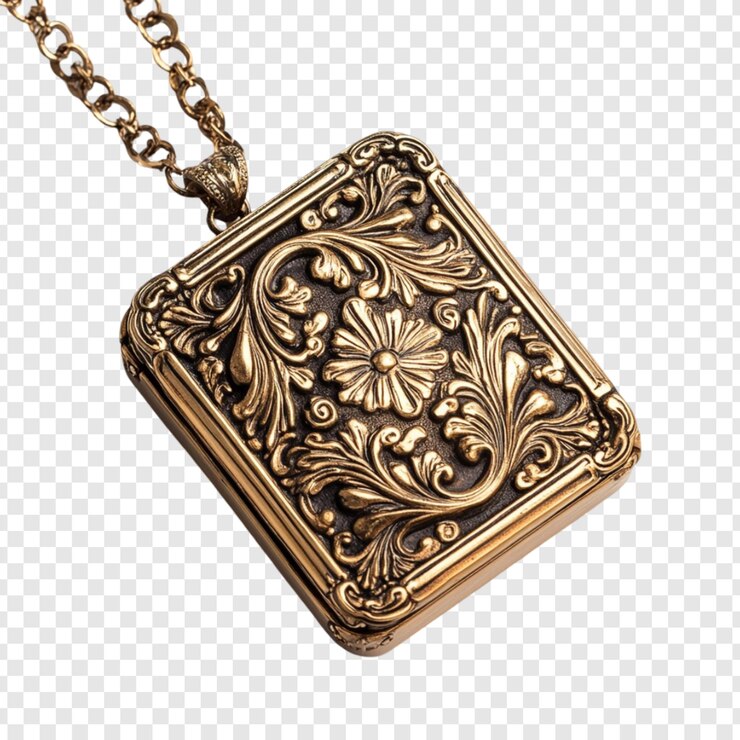 PSD un collier orné d'or, des bijoux antiques, des dessins floraux, des accessoires élégants.