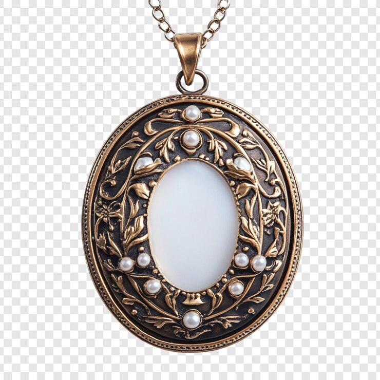 PSD collier oval antique collier en bronze or orné de perles pendentifs bijoux charme accessoires de mode style vintage élégant