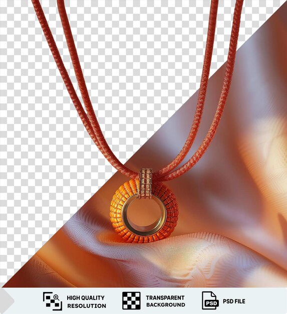 PSD un collier avec un pendant en or et un pendant rouge