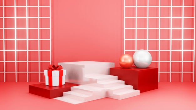 Colocación de productos Presentación Podio Regalos de Navidad Soporte de regalos Representación 3D abstracta