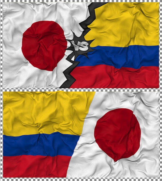 Colombie contre le Japon Half Combined Flag Cloth Bump Texture Rendering 3D