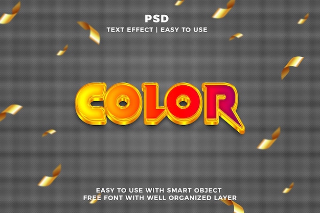 PSD color 3d editable photoshop estilo de efecto de texto psd con fondo