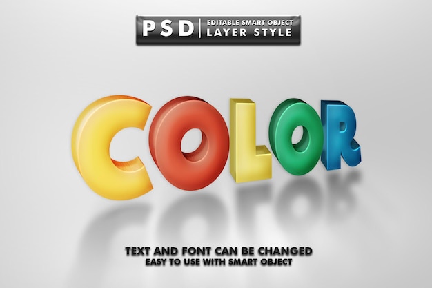 PSD color 3d efecto de texto de dibujos animados premium psd