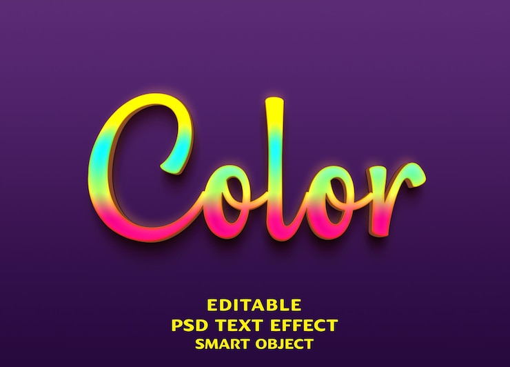 PSD color 3d text effect design