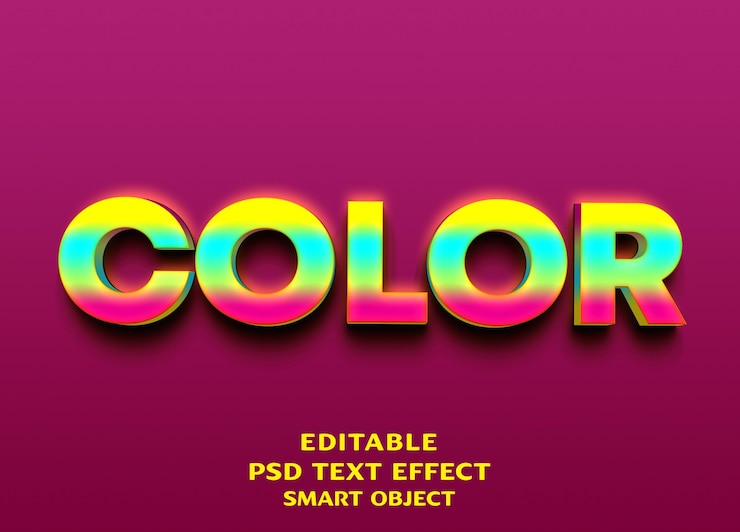 PSD color 3d text effect design