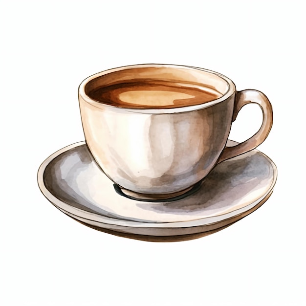 PSD color alrededor de una taza de café en agua blanca