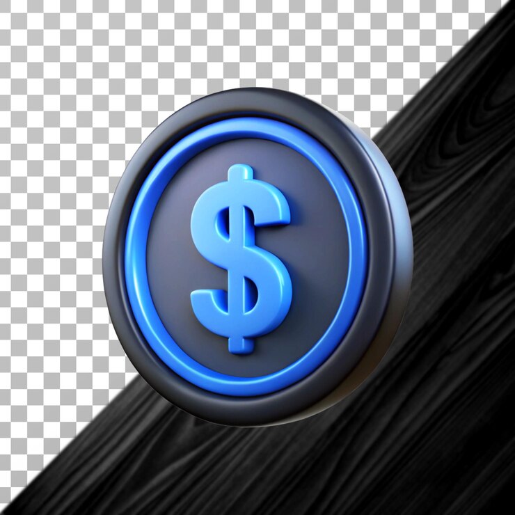 color azul 3D signo de dólar
