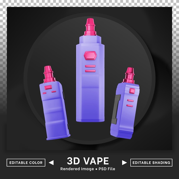 PSD color editable del paquete de iconos de vape 3d