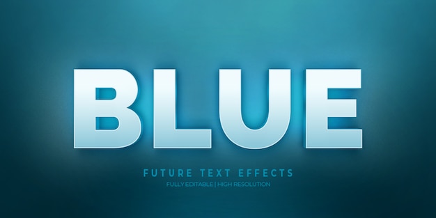 PSD color de efecto de estilo de texto 3d azul del año