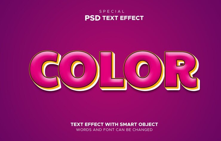 PSD color magenta 2023 efecto de tendencia texto objeto inteligente editable