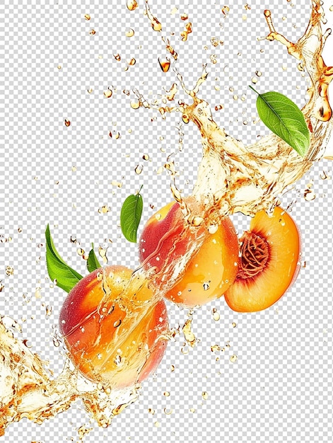 Color naranja con mango y fresa en blanco