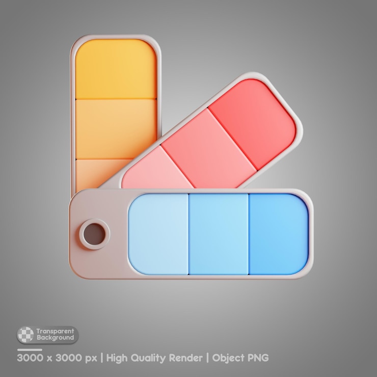 PSD color pallete 3d illustration