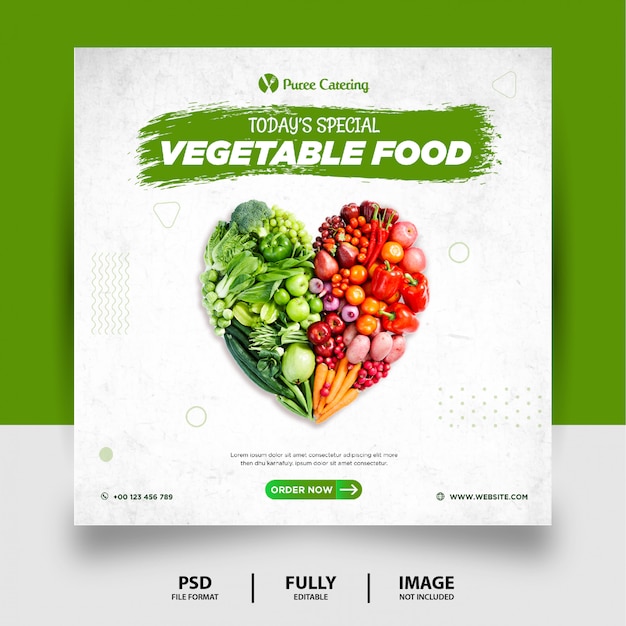 PSD color verde vegetal comida social media post banner