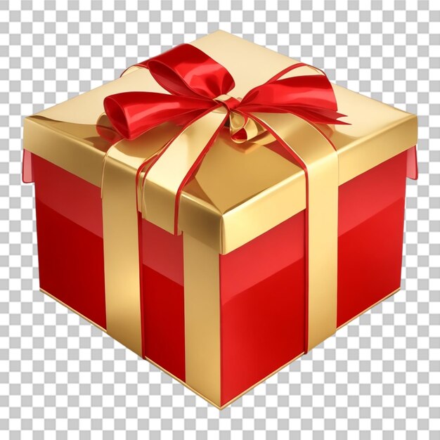 Coloración de la caja de regalos de navidad cinta cuadrada en fondo transparente aislado