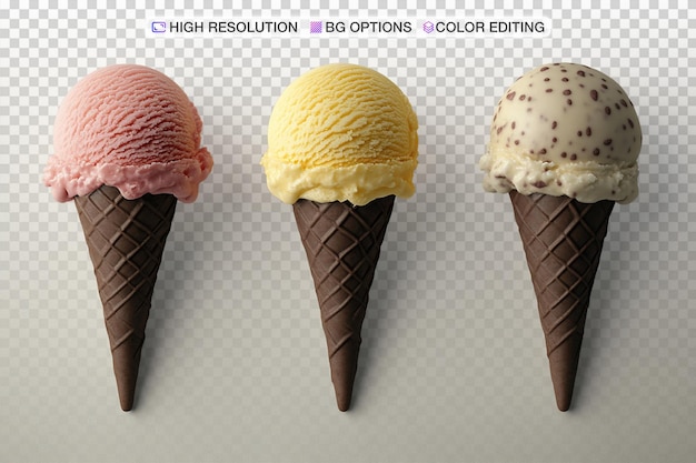 Colorati coni di gelato con spruzzate su uno sfondo luminoso