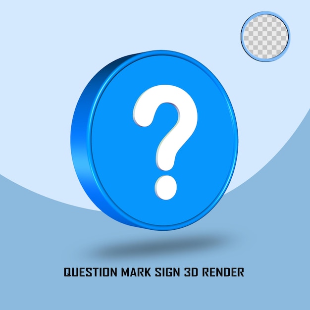 Colore blu del segno del punto interrogativo del rendering 3D