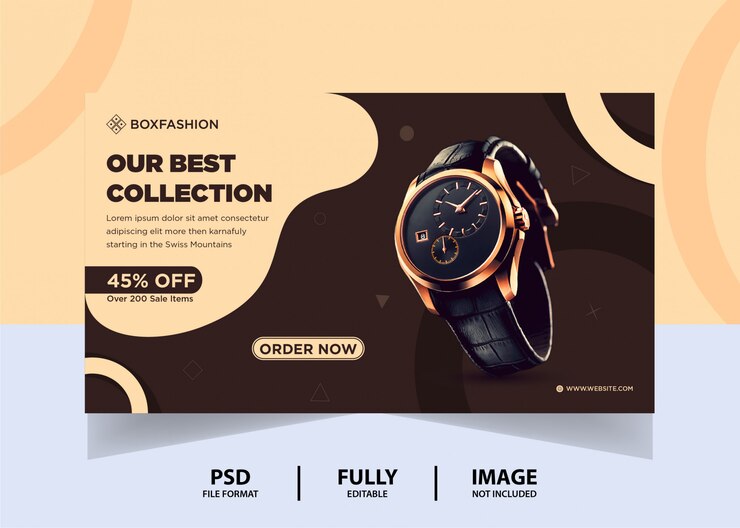Colore del cioccolato Orologio Design del prodotto Web Banner Design