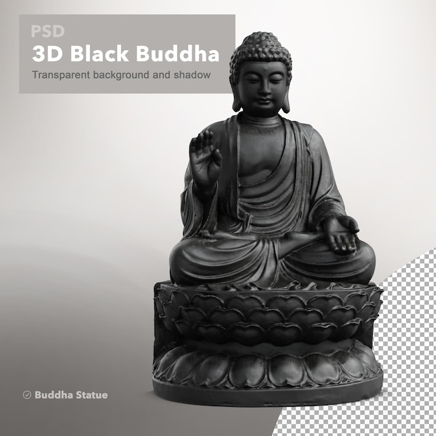 Colore nero della statua di Buddha 3D