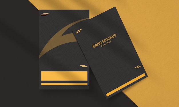 Colore nero e giallo Design elegante e moderno di mockup di biglietti da visita verticali di lusso PSD Mockup