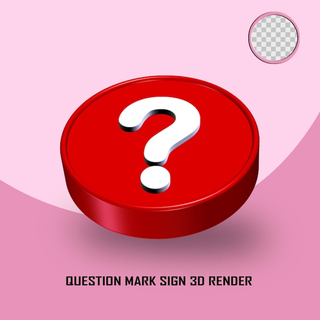 Colore rosso del segno del punto interrogativo del rendering 3D