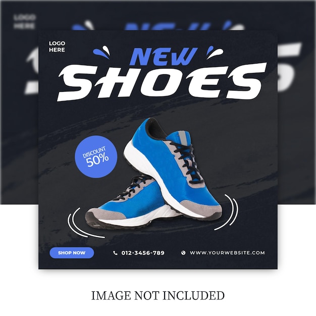 Colore sfumato blu scarpe sportive prodotto di marca post sui social media design